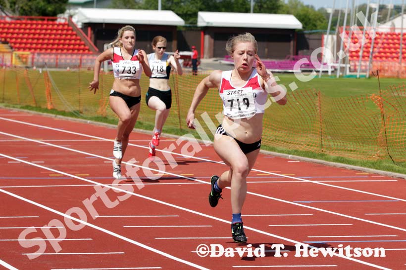 Rachel HighField (Gateshead) winning 100 metres at the North Eastern Champs, Gateshead.